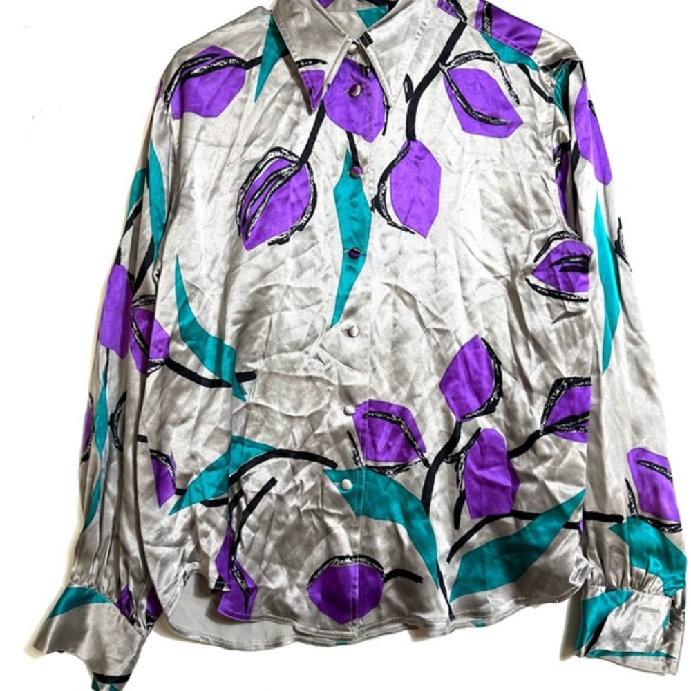 Vintage Collection B Purple and Green Tulip  Blouse